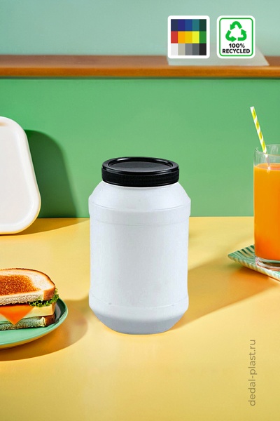 ПНД Банка Б-020 2 кг, комплект с крышкой, белый